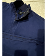 Hugo Boss 1/4 Button Sweater Mens Large Regular Fit Blue Cotton Long Sleeve - $22.12