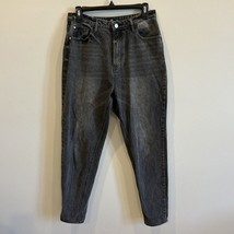 Riot Missguided Womens High Rise Mom Jean Tapered Leg Faded Black Denim ... - $21.78