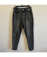 Riot Missguided Womens High Rise Mom Jean Tapered Leg Faded Black Denim ... - $30.55 CAD