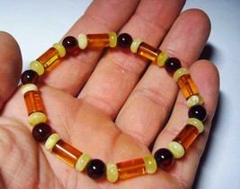 Amber Bracelet Natural Baltic Amber jewelry on elastic unisex  6.22gr A-169 - £23.46 GBP