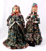 India Handmade Cute Couple Puppets Vintage Fancy Wooden Dancing Doll Kat... - £24.25 GBP