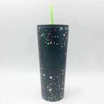 Starbucks 2021 Holiday Green Confetti Dots Stainless Steel Tumbler Cold Cup 24oz - £45.62 GBP