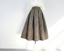 Brown Plaid Midi Pleated Skirt Women Winter Plus Size Pleated Skirt image 6
