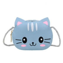 Blue Cat Zippered Crossbody Purse with Braided Strap - New - £11.79 GBP