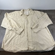 Tommy Bahama Shirt men’s size XXL Yellow Tan Stripe silk button down - $15.68