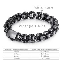 Fongten Vintage  Stainless Steel Men Black Retro Custom Friendship Bracelet Fash - £29.96 GBP