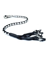 PU Leather Motorcycle Whip Get Back Whip Metal Skulls 36" - Black/White - $22.53