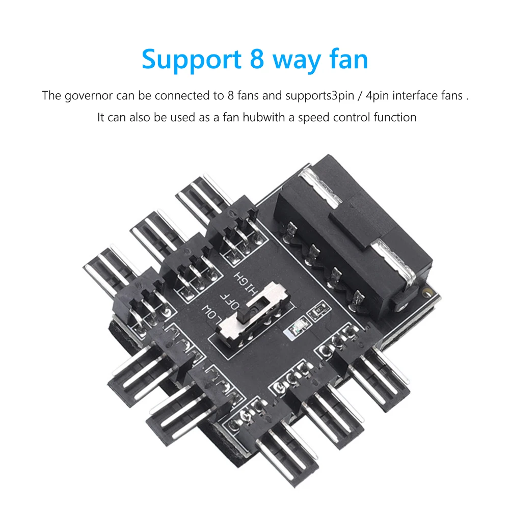 Play Splitter Cooling Fan Hub PC SATA/4D 1 to 8/10 3/4pin 12V  Power Socket PCB  - £23.23 GBP