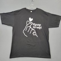 Kpop Korean Finger Heart Love Sign Black T-Shirt XL Short Sleeve Unisex Cotton - £6.73 GBP