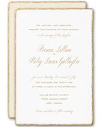 Deckled Edge Wedding Invitations Gold Hand Torn Edging Look White or Ecru Paper - $283.90