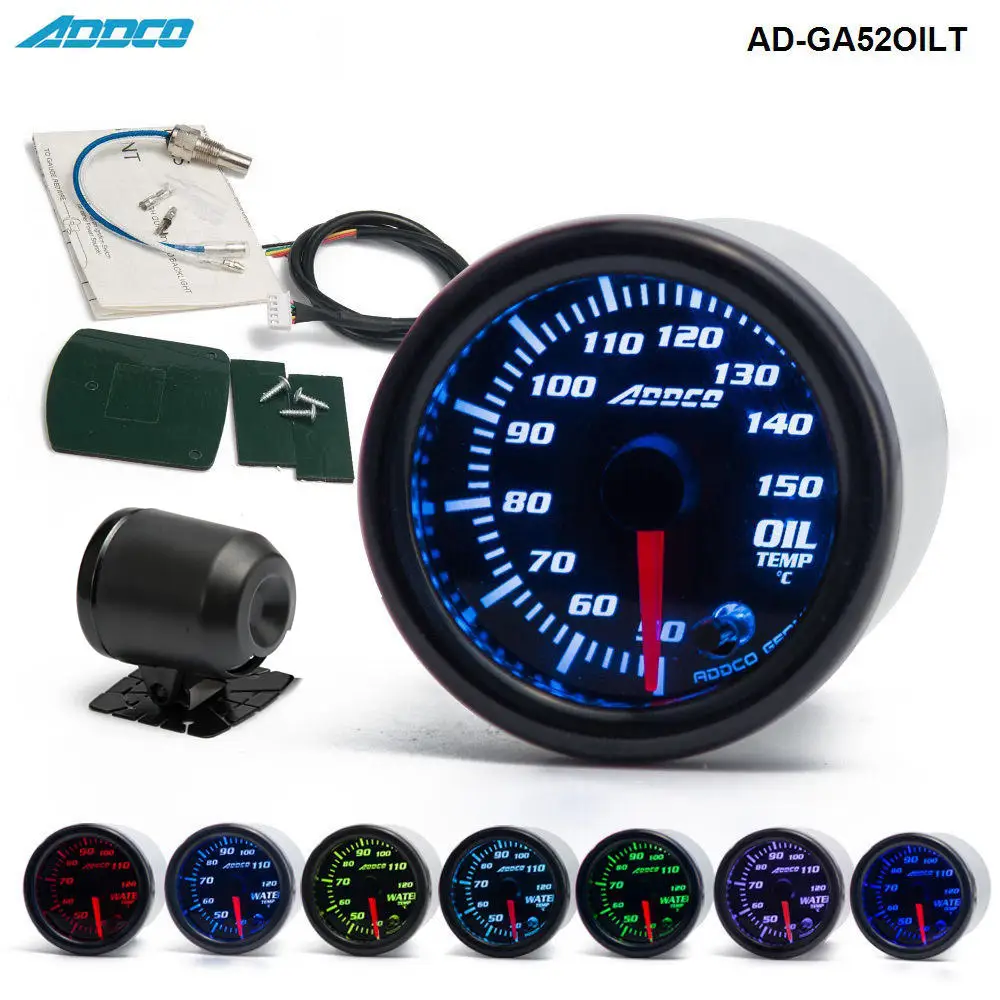 Car Auto 12V 52mm/2&quot; 7 Colors Universal Oil Temp Gauge LED With Sensor and - £38.63 GBP
