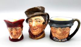Vintage Royal Doulton Toby Mugs Lot 3 Pottery Face Jugs Pitchers W/Handles VG - £20.78 GBP