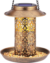 Solar Bird Feeder for Outdoors Hanging, Metal Wild Bird Feeder for Cardi... - $25.38