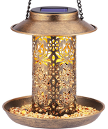 Solar Bird Feeder for Outdoors Hanging, Metal Wild Bird Feeder for Cardi... - $25.38
