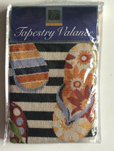 Flip Flop Tapestry Window Valance 54x15&quot; Beach Summer House Stripes Sandals - £23.15 GBP