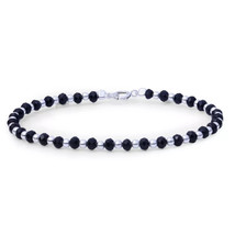 925 Sterlingsilber stilvolles flexibles Nazariya Armband mit schwarzem... - $29.19