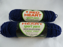 2 Skein Lot Red Heart Sport Yarn Color Navy Blue 2 OZ Each vintage Wintuk - £6.30 GBP