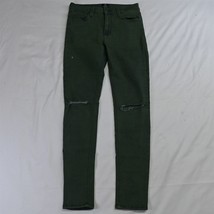 Just Black 28 High Rise Skinny Green Destroyed Stretch Denim Jeans - £13.34 GBP