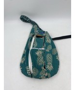 Kavu Sling Bag Teal with Pinapples Zippers Small Stains Clean Inside - $15.40
