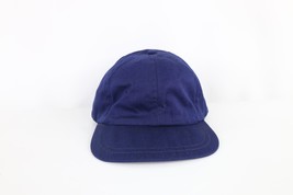 NOS Vtg 60s Streetwear Blank Leather Lined Fitted Hat Cap Navy Blue USA 7 1/8 - £38.84 GBP
