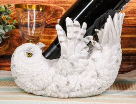 Wisdom Of The Tundra Beautiful Mystical Snowy Owl Wine Bottle Holder Decor - £22.81 GBP