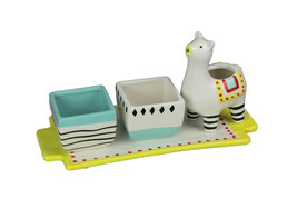 Ceramic Succulent Pots Display Tray &amp; Llama Water Holder Indoor Mini Planter Set - £18.81 GBP