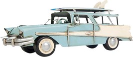Model Car 1957 Ford Country Squire Station Wagon 1:17 Blue Tin Metal Whee - £71.36 GBP