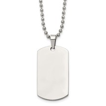 MJ Stainless Steel Brushed and Polished Rounded Edge 2mm Dog Tag on a 24... - $49.00