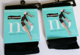 2 No nonsense seamless slip short Size Medium Black nylon spandex blend - $15.79