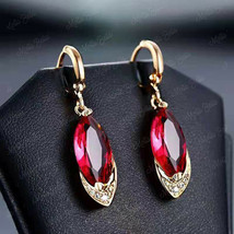 2.50Ct Marquise Cut Red Ruby Drop Dangle Clip On Earring 14K Yellow Gold Finish - £76.96 GBP