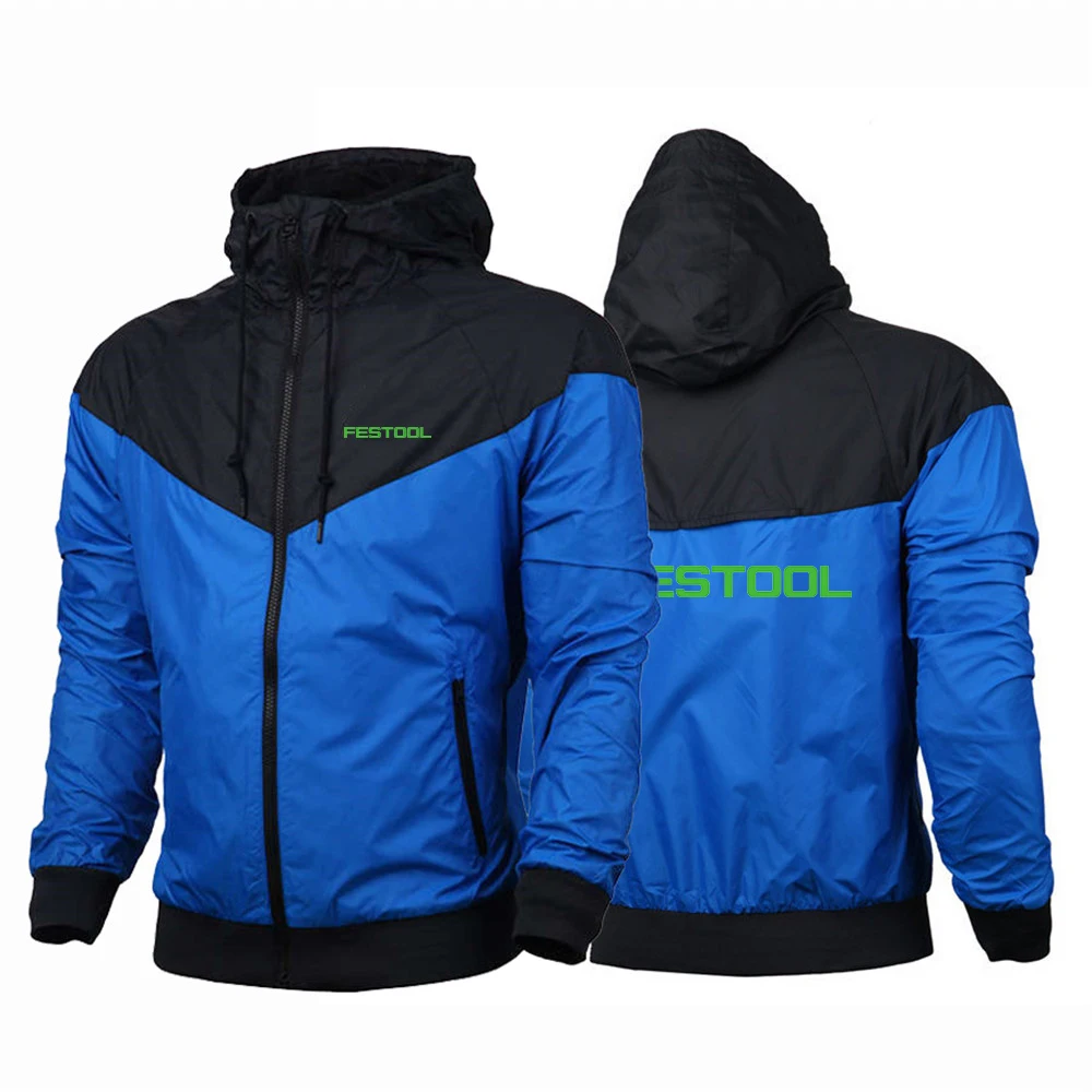 Festool Tools Printing  New Spring Autumn Men&#39;s Hooded Jacket Windproof and Wate - £171.98 GBP