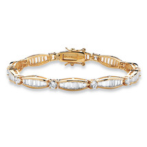 PalmBeach Jewelry 7.50 TCW CZ Yellow Gold-Plated Tennis Bracelet 7.25&quot; - £70.10 GBP