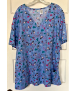 Disney Light Blue Eeyore Print Scrub Top Size 3X - $34.82 CAD