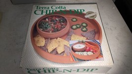 TERRA COTTA CHIP-N-DIP 10&quot; Chip platter and 5&quot; dip bowl new on box - £31.64 GBP