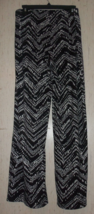 Excellent Agb Black &amp; Ivory Zigzag Knit Pull On Wide Leg Pant - Lounge Size L - £19.71 GBP