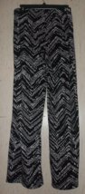 Excellent Agb Black &amp; Ivory Zigzag Knit Pull On Wide Leg Pant - Lounge Size L - £19.87 GBP