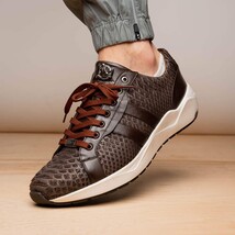 Hand painted genuine Snake and calfskin Sneaker Shoes Verona Brown image 8