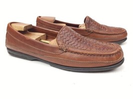 Johnston &amp; Murphy Passport Shoes Loafers Wicker Woven Men&#39;s 13 Brown Lea... - $49.95