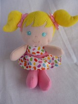 PRESTIGE BABY Blonde hair blue eyes DOLL Rattle 7.5"  baby plush toy - £7.66 GBP