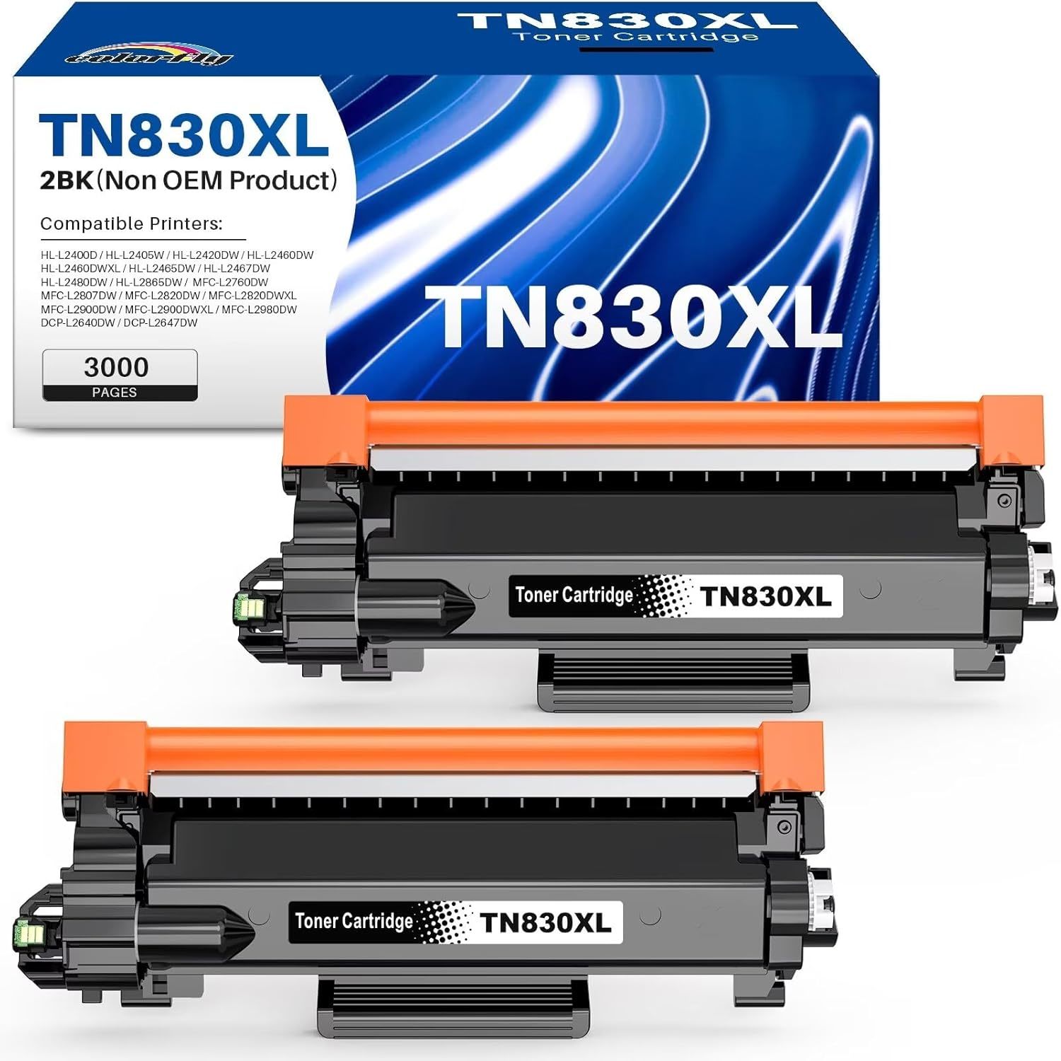 2 PACK TN830XL High Yield Brother TN830XL TN830 Toner  DCP-L2640dw  HL-L2460DW