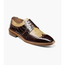 Stacy Adams Travato Wingtip Shoes Animal Print Leather Taupe Multi 25737-261 image 13