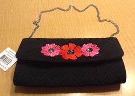 Vera Bradley Authentic Celebration Clutch Classic Black Pink &amp; Red Blossoms NWT - £36.17 GBP