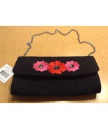 Vera Bradley Authentic Celebration Clutch Classic Black Pink &amp; Red Bloss... - $842.65 MXN