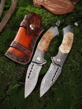 Hand Forged Damascus Steel Hunting survival Folding Pocket Knife Ball Bearing - £96.54 GBP