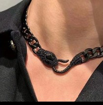 Fashion Black Chain Link Snake Necklace - £7.26 GBP