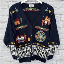 Vintage Country Suburbans Cardigan Sweater Knit Farm Chickens Blue Size ... - £31.23 GBP