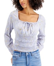 Planet Gold Juniors Square-Neck Smocked Top Size:Medium Color:Blue Fog - £22.05 GBP