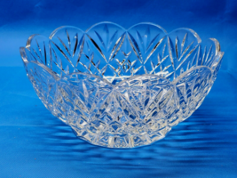 Vintage Gorham Yugoslavia - 24% Full Lead Crystal Diamond &amp; Fan 9¾&quot; Bowl - Mint - £33.27 GBP