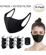 10 Pack Fashion Black Face Mask Reusable Washable Breathable Unisex with... - £7.86 GBP