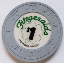Fitzgeralds Las Vegas Nevada $1 casino chip, grey, vintage - £4.69 GBP